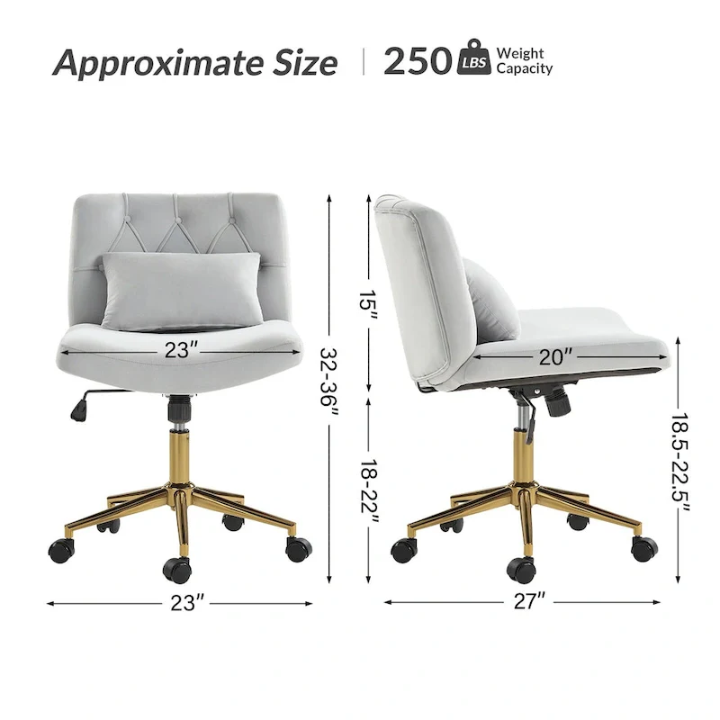 Ollie Modern Flannel Swivel Tilting Office Chair with Pillow by HULALA HOME