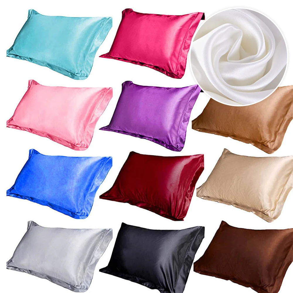 HULIANFU Pure Emulation Silk Satin Pillowcase Comfortable Pillow Cover Pillowcase For Bed Throw Single Pillow Covers - Deanwangkt
