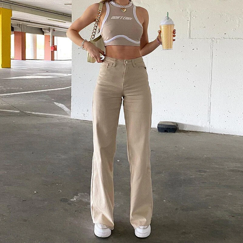 Fashion Loose Jeans Women's High-waist Stretch Wide-leg Straight-leg Pants Women's Casual and Comfortable Denim Mother Pants - Deanwangkt