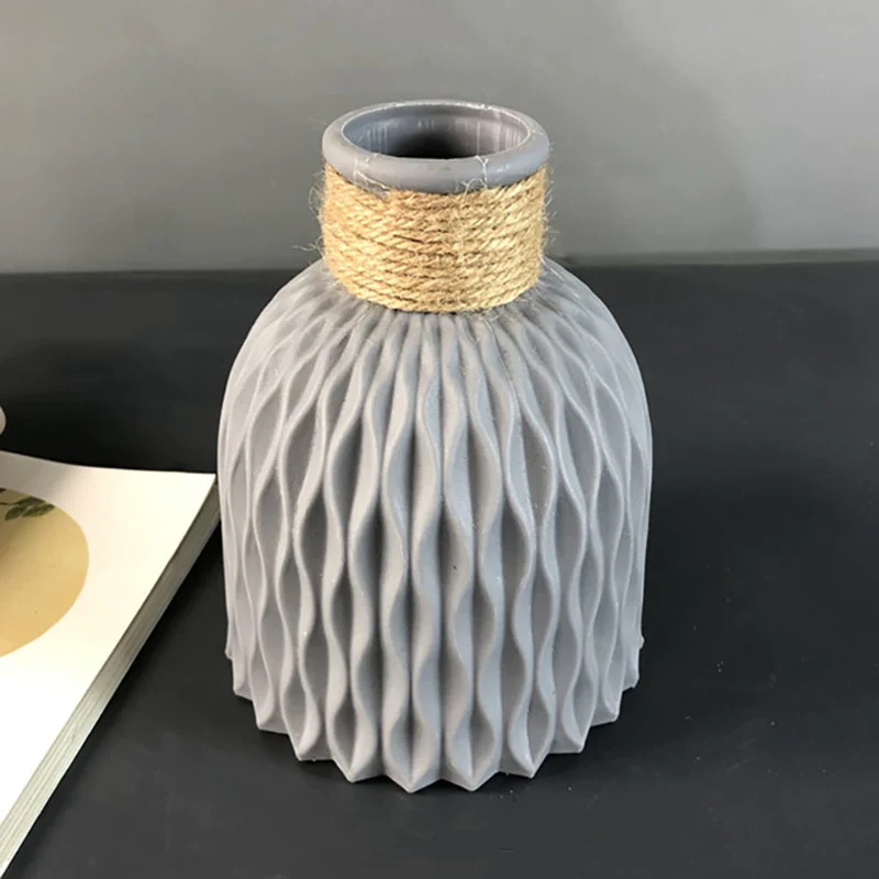 HULIANFU Modern Flower Vase Imitation Ceramic Flower Pot Decoration Home Plastic Vase Flower Arrangement Nordic Style Home Decoration - Deanwangkt