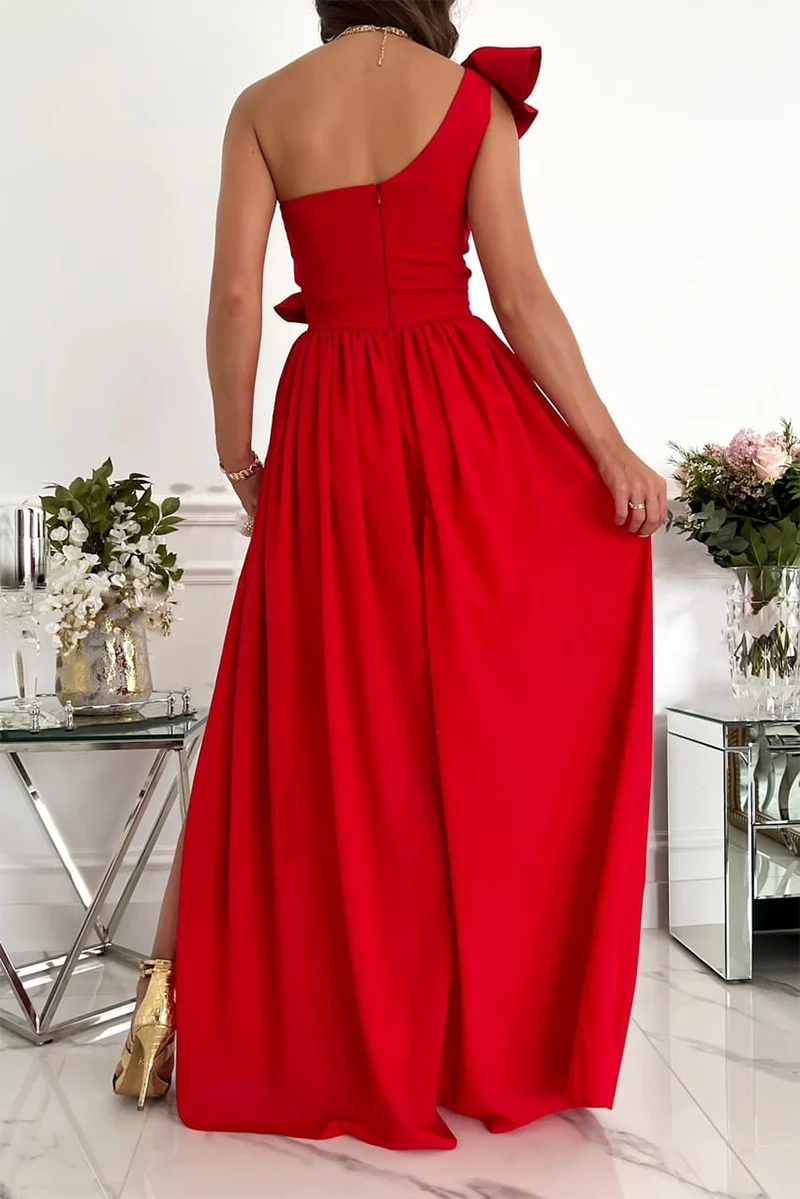 hulianfu Casual Solid Flounce One Shoulder Cake Skirt Dresses(6 colors) - Deanwangkt