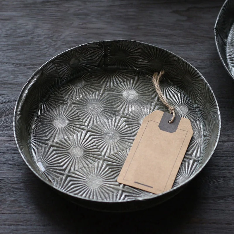 HULIANFU Starlight Series Retro Iron Bread Trays Round Rectangular Vintage Metal Bread Cake Plate Cup Storage Decor Photography Props - Deanwangkt