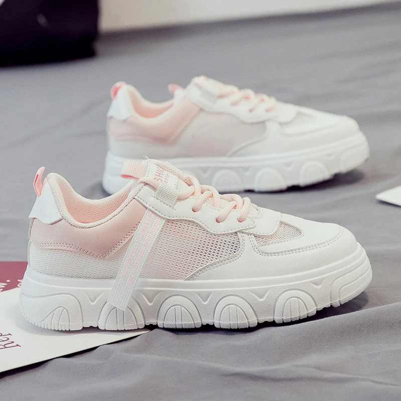 Designer Platform Running Sneakers Women  Tennis shoes Woman Walking Chunky Sneakers white Casual Slip on Vulcanized Shoes - Deanwangkt