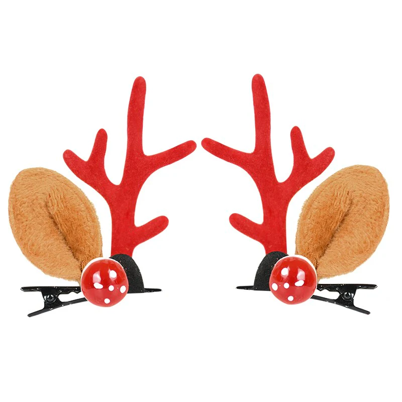 HULIANFU 2026  2pcs/set Elk Christmas Hair Clips Adult Kids Girl New Year Gift Christmas Hair Accessories Ear Hairpins Xmas Navidad Natal Decor - Deanwangkt