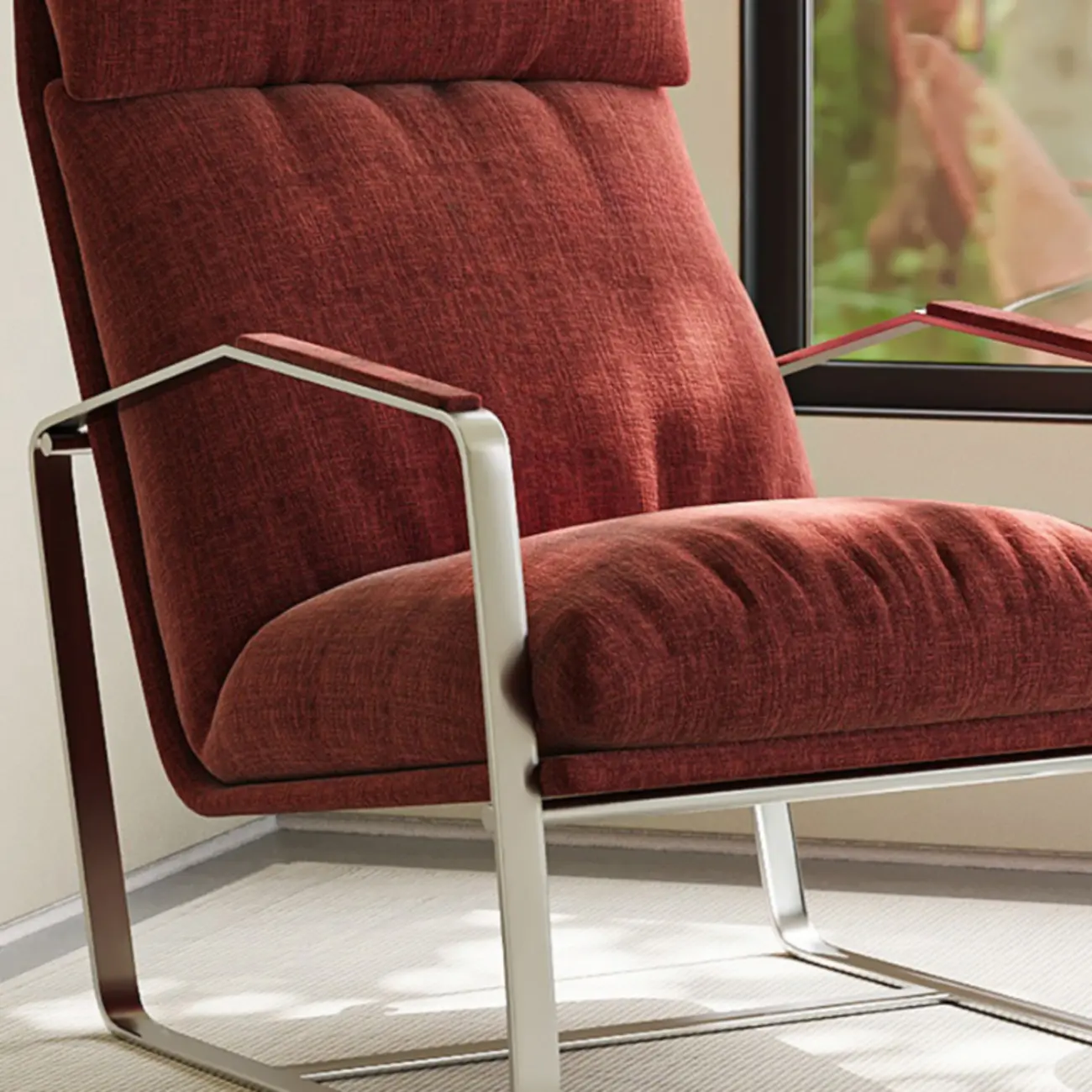Modern Chenille High-Back Accent Chair With Arms
