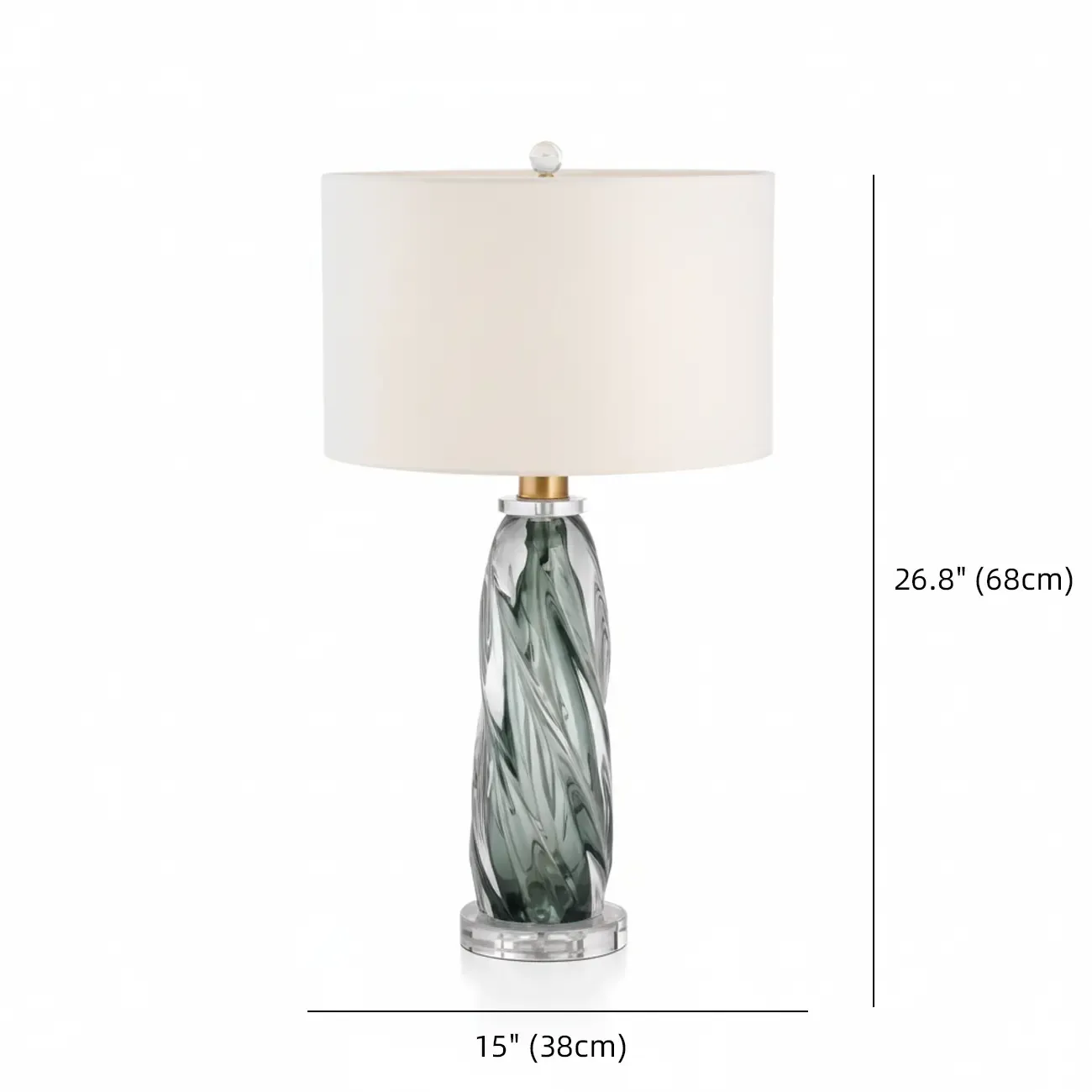 Modern Green Twisted Glass Table Lamp with Fabric Shade