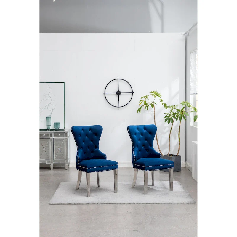 Roundhill Furniture Montura Tufted Velvet Chair (Set of 2)