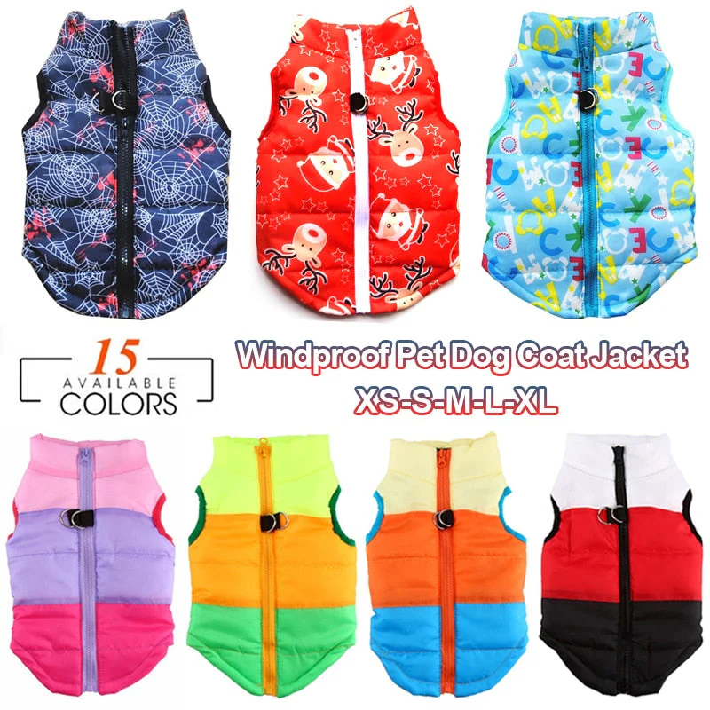 HULIANFU Winter Warm Pet Clothes For Small Dogs Windproof Pet Dog Coat Jacket Padded Clothing for Yorkie Chihuahua Puppy Cat Outfit Vest - Deanwangkt