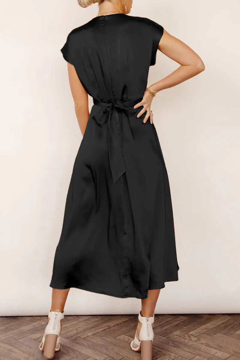 hulianfu Celebrities Elegant Solid Bandage U Neck Dresses(6 Colors) - Deanwangkt