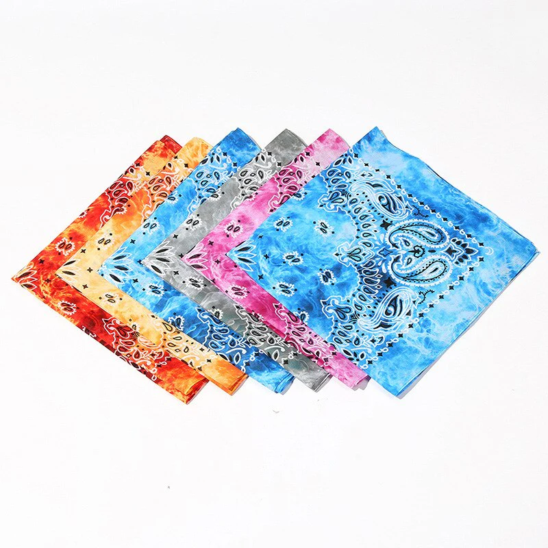 HULIANFU Tie Dye Bandana Cotton Paisley Bandanas Headbands Cowboy Handkerchiefs for Men and Women Colorful Hip-Hop Cycling Outdoor - Deanwangkt