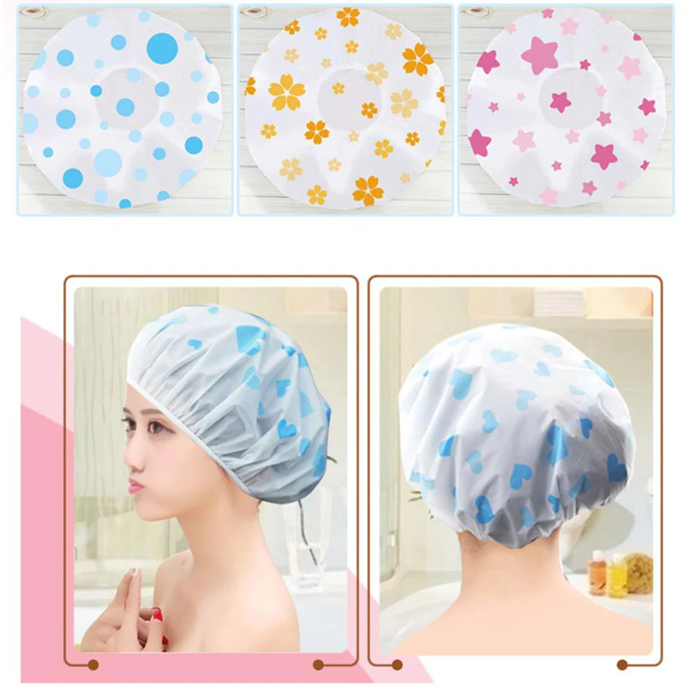 HULIANFU Sale Shower Cap Waterproof High Quality Hair Salon Elastic 1PC Thicken For Women Bath Hat Bathroom Products - Deanwangkt