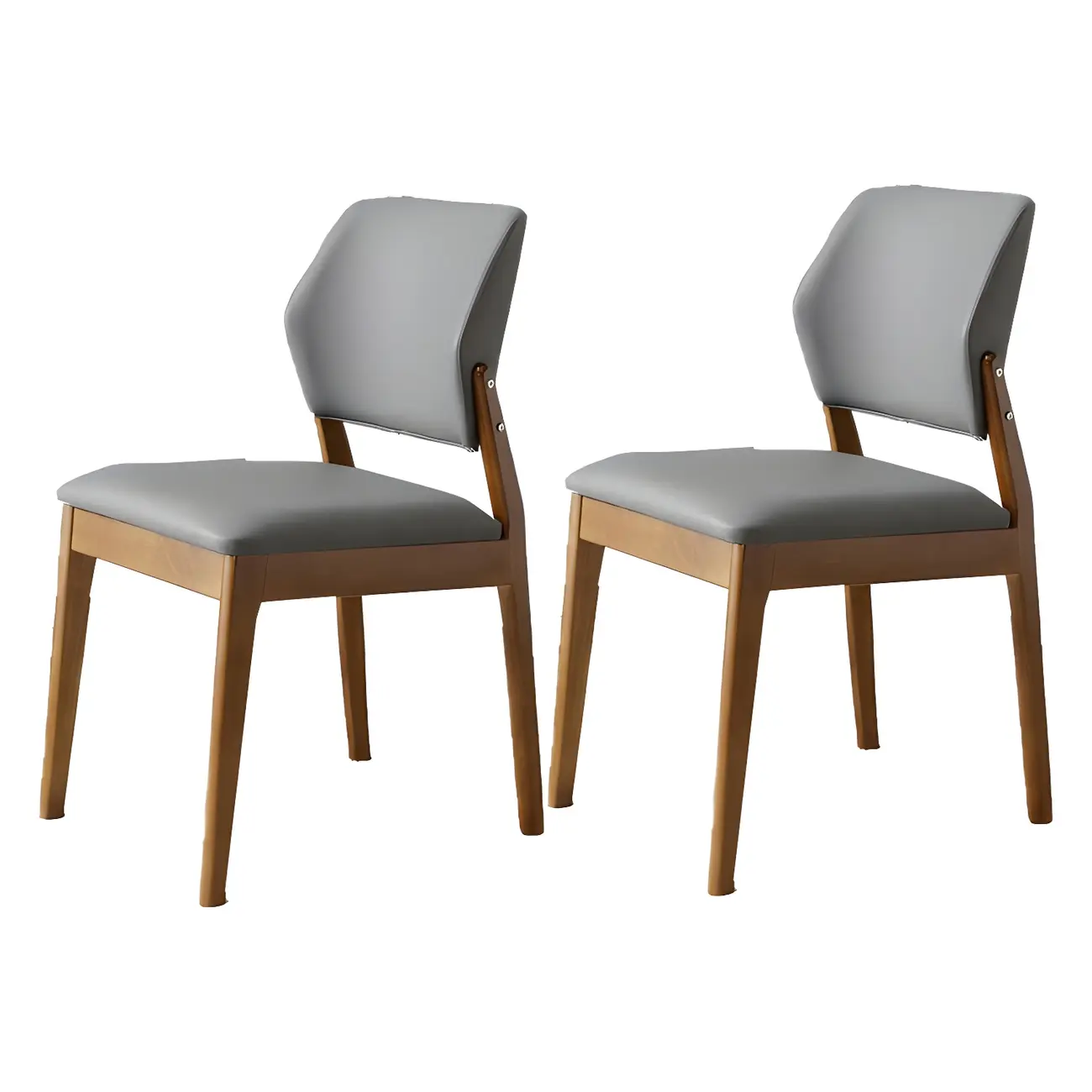 Modern Wood Faux Leather Beige Low Back Dining Chair
