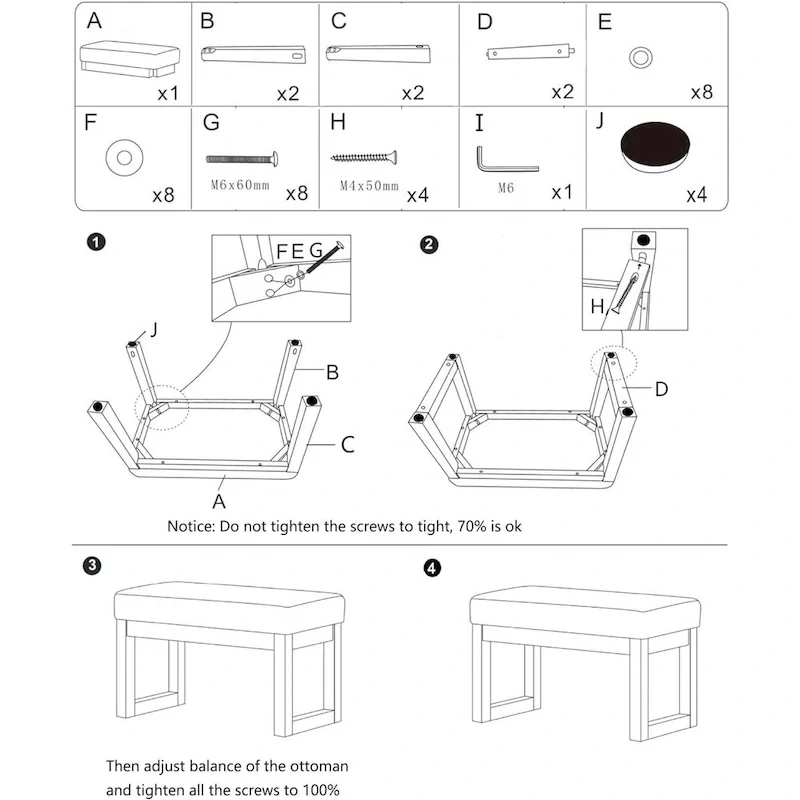 27 inch Wide Rectangle Ottoman Bench White Footstool, Velvet Look,White