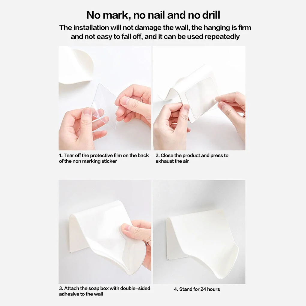 HULIANFU Soap Holder Bathroom Shower Soap Dish Shower Plates Soap Storage Box with Drain Wall Shelf Plastic Bath Tray - Deanwangkt