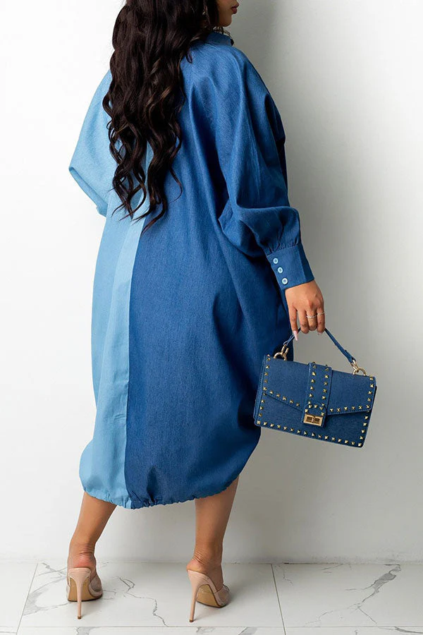 Hit Color On-trend Oversize Single Breasted Midi Dress - Deanwangkt
