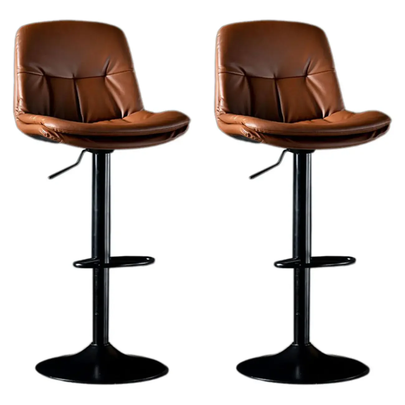 Adjustable Leather Low Back Swivel Bar Stool