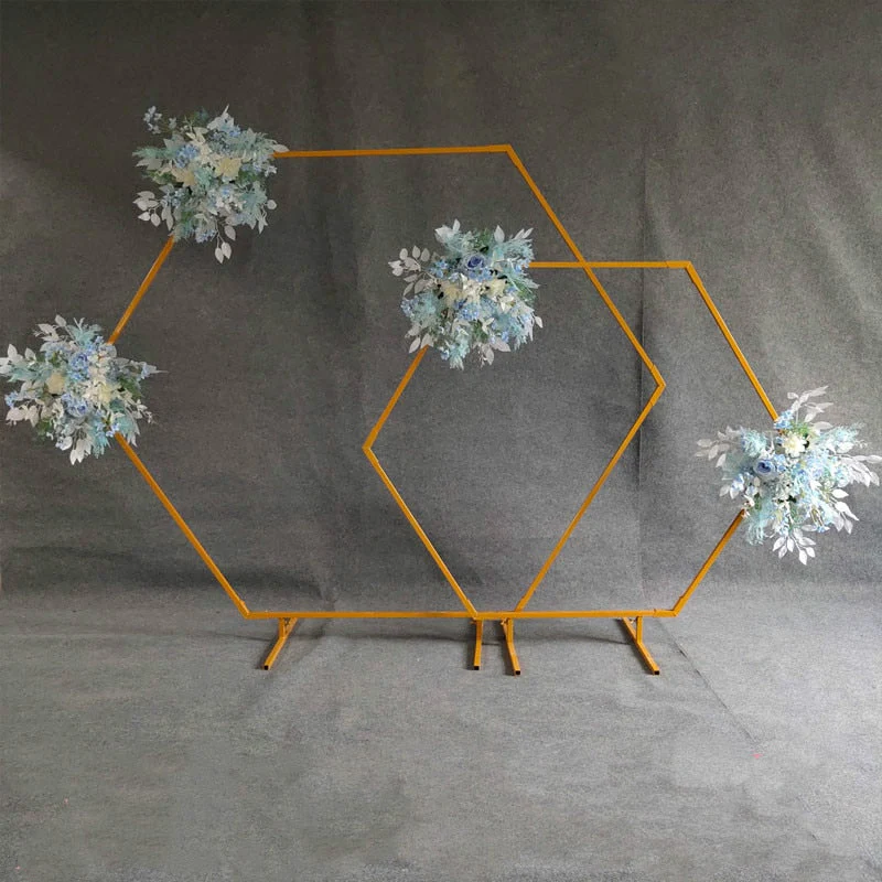 HULIANFU Iron Arch Hexagonal Wrought Background Decor Wedding Stage Frame Birthday Party Baby shower supplies Wedding Props Flower Frame - Deanwangkt