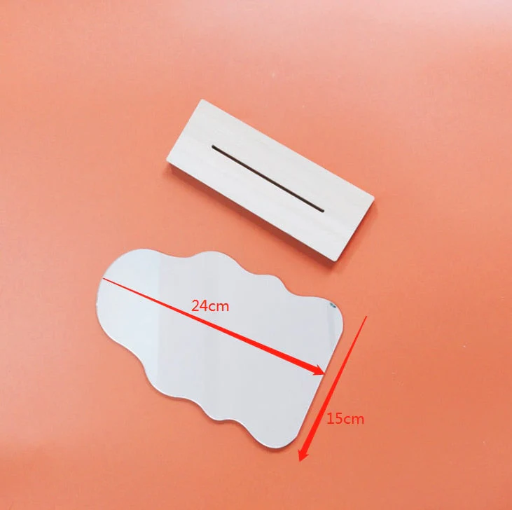 HULIANFU Korean style Makeup Mirror Ins Irregular Acrylic Decorative Mirror Wooden Base Cosmetic de maquillaje Beauty Tools Dropshipping - Deanwangkt