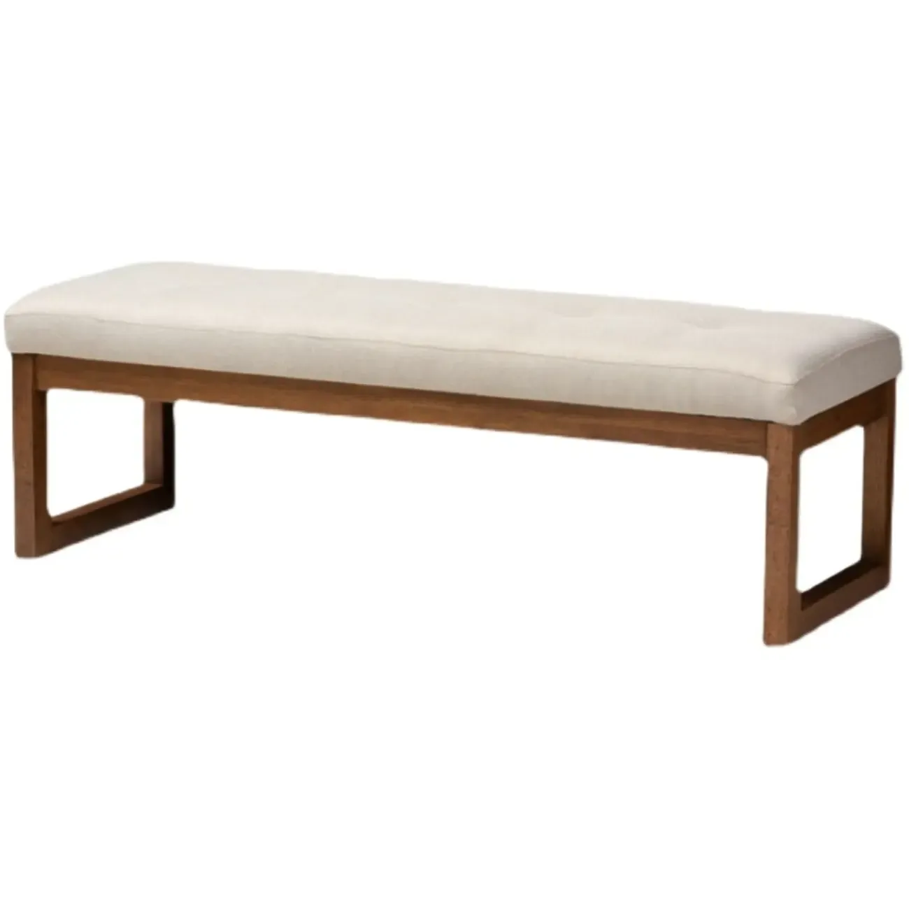 Traditional Upholstered Gray Bedroom Bench Wood Frame