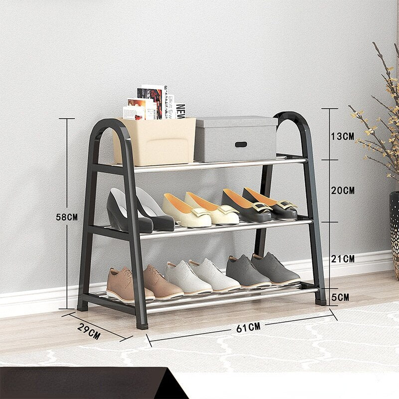 HULIANFU Shoe rack creative light luxury wind dust-proof storage shoe rack dormitory stainless steel - Deanwangkt