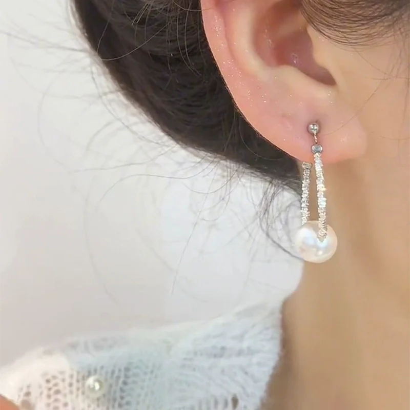 925 silver needle pearl fringed earrings new trendy light luxury broken silver stud earrings light luxury niche temperament versatile earrings - Deanwangkt