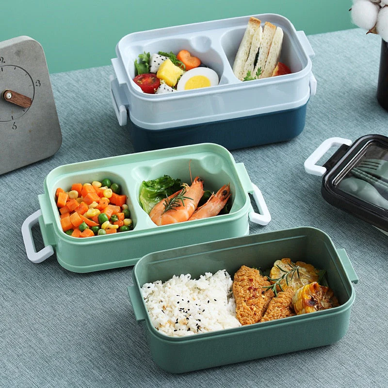 HULIANFU Lunch Box Bento Box for School Kids Office Worker 3layers Microwae Heating Lunch Container Food Storage Box - Deanwangkt