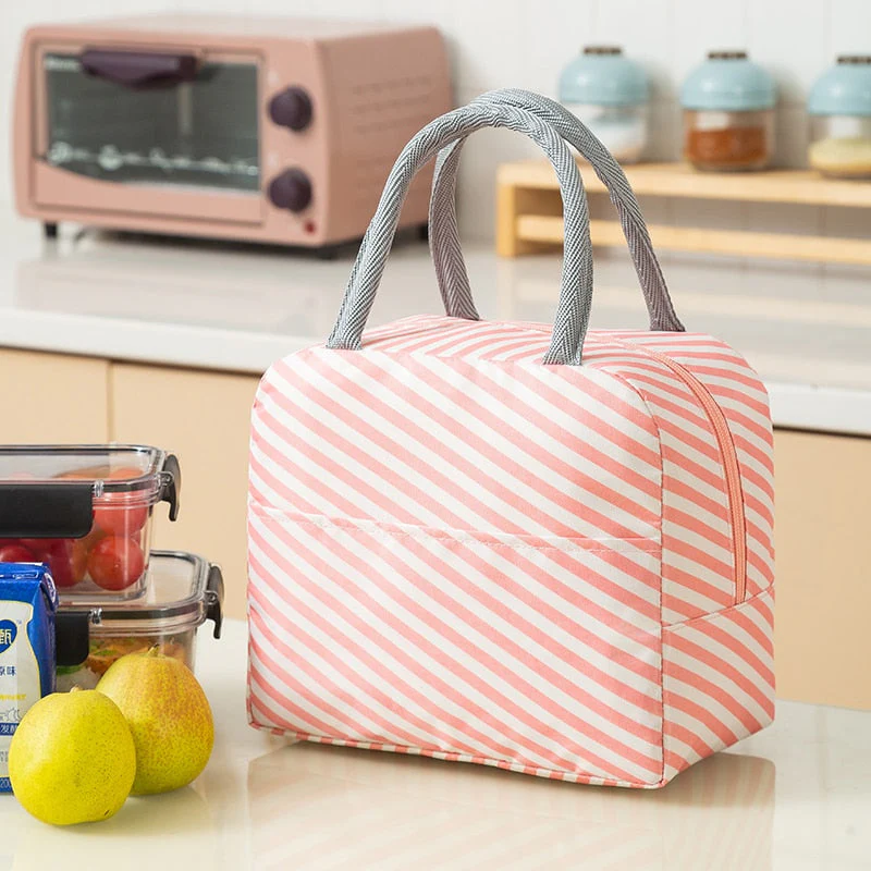 HULIANFU Portable Lunch Bag Lunch Box Thermal Insulated Canvas Tote Pouch Kids School Bento Portable Dinner Container Picnic Food Storage - Deanwangkt