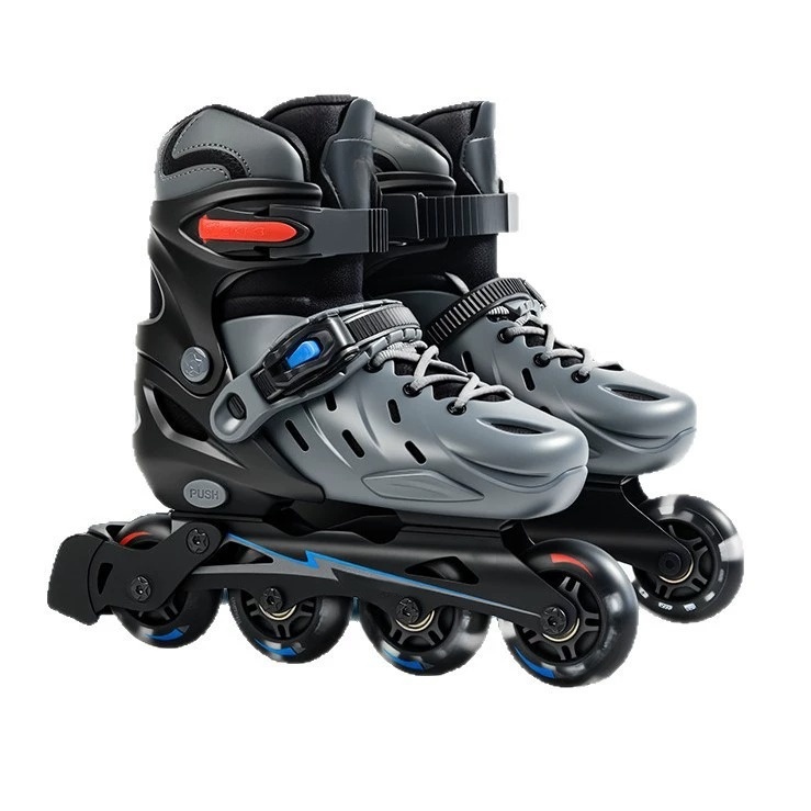 Adjustable Kids Inline Skates, Black with Flash Wheels