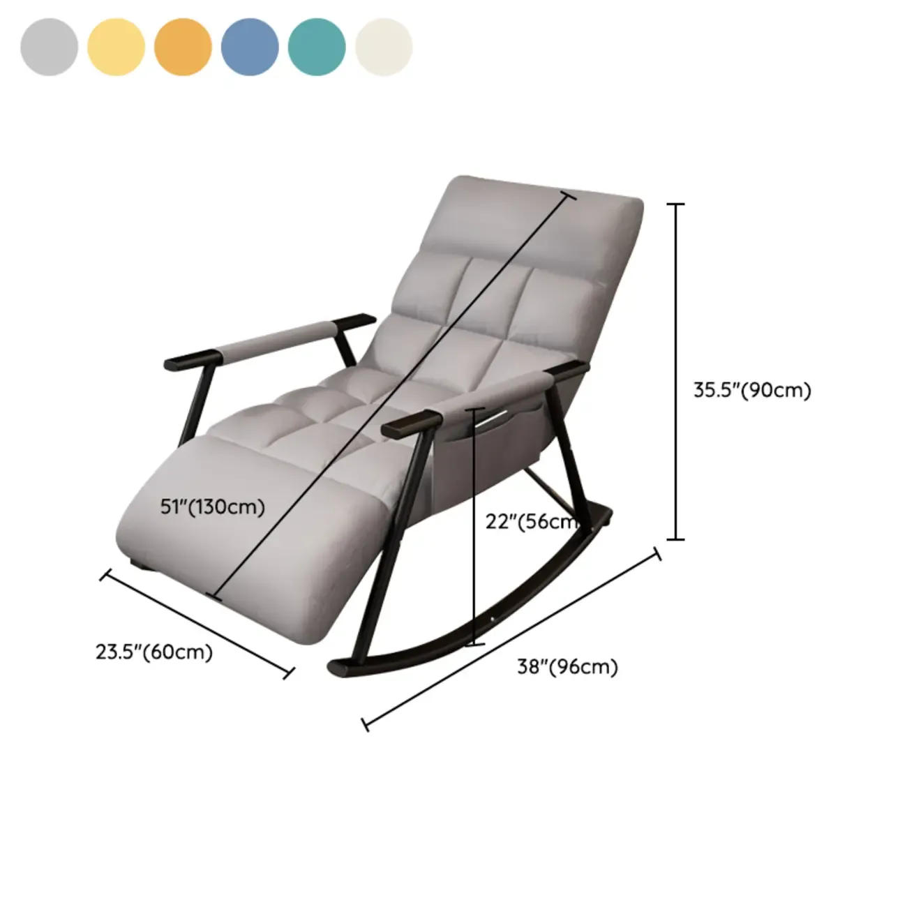 Modern Metal Track Arms Upholstered Rocking Chair