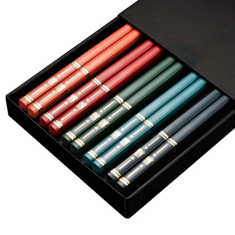 HULIANFU JANKNG 5 Pair Japanese Chopsticks Alloy Non-Slip Sushi Chop Sticks Set Chinese Gift Reusable Chopsticks Tableware Gift Kitchen - Deanwangkt