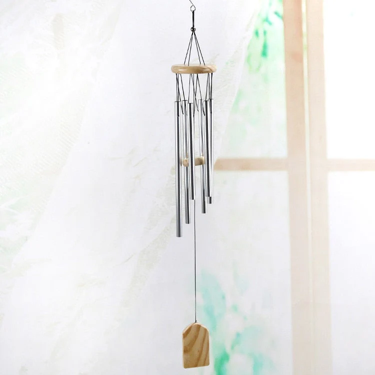 HULIANFU Silver 6 Tube Wind Chime Chapel Bells Wind Chimes Door Wall Hanging Ornament Home Garden Outdoor Decor Wind Chimes - Deanwangkt