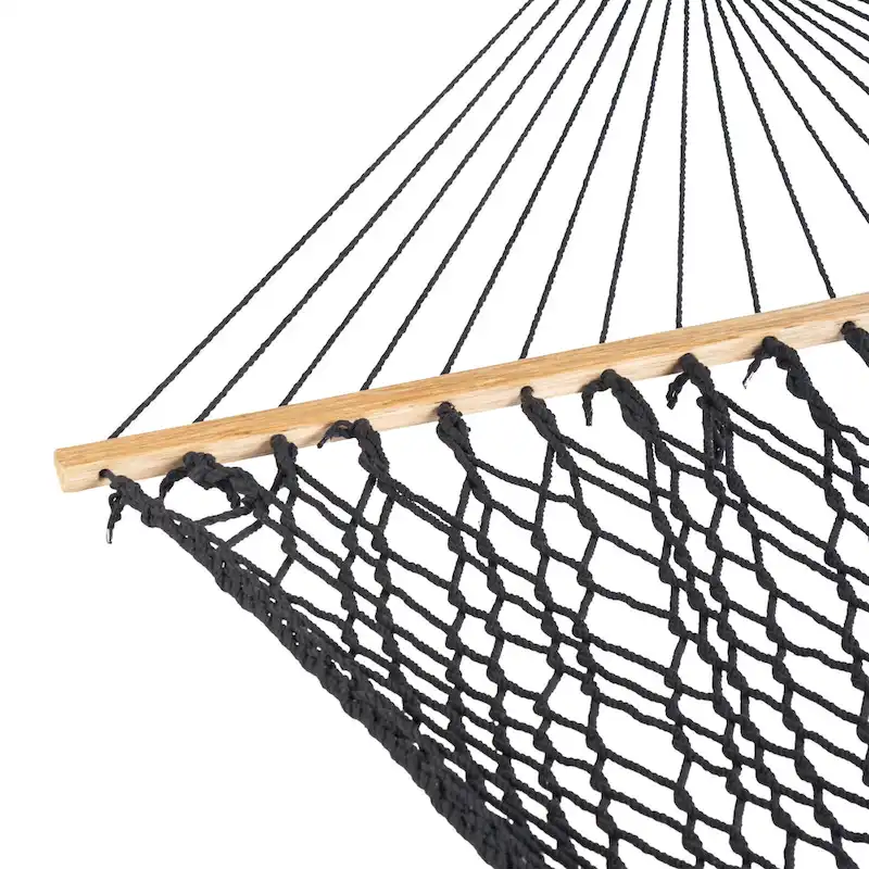 Bliss Hammocks BH-410BK 60  Wide Cotton Rope Hammock w/ Spreader Bar, S Hooks, & Chains