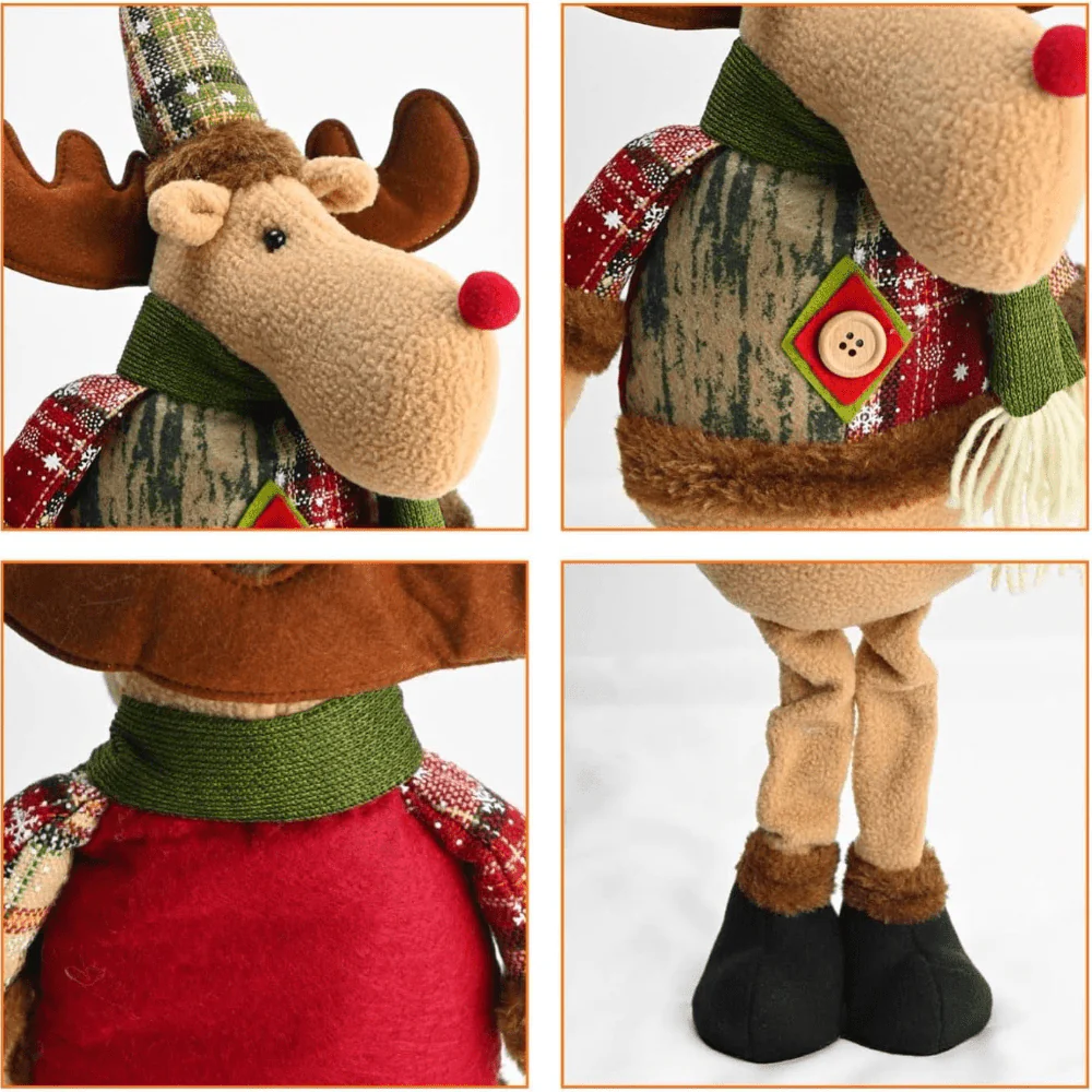 3PCS Adorable Christmas Plush Figurine Set - Collectible Figurines with Adjustable Legs, Cute Holiday Decor for Home & Party, Snowman Decorations, Festive Season Ornament, and Whimsical Winter Wonderland Accessories - Deanwangkt