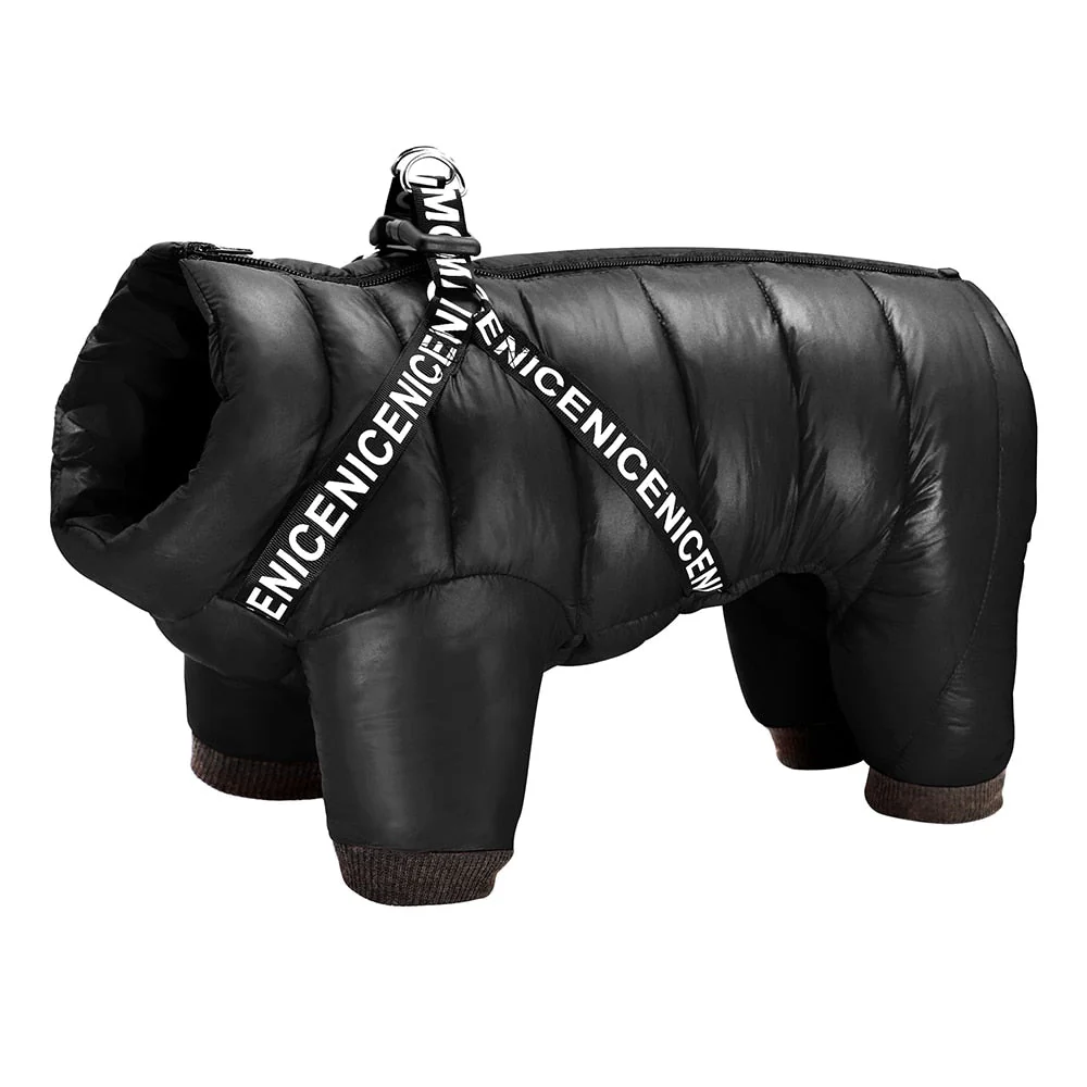 HULIANFU Winter Dog Clothes Super Warm Pet Dog Jacket Coat With Harness Waterproof Puppy Clothing Hoodies For Small Medium Dogs Outfit - Deanwangkt