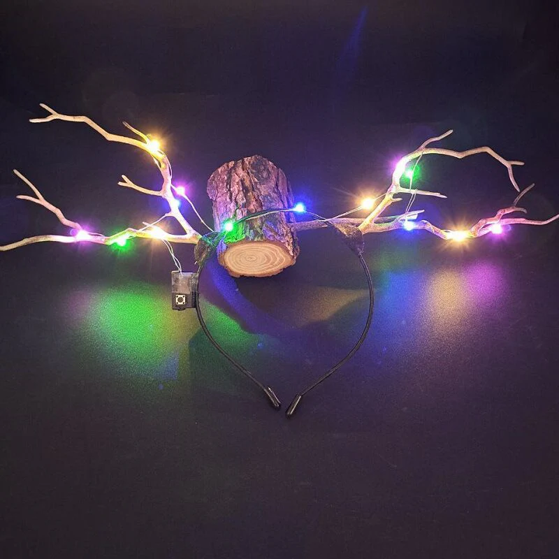 HULIANFU 2026  Luminous Elk Antler Headband Christmas Concert Forest Branch Deer Ear Headgear Hair Accessories Scenic Stage Show Photo Props - Deanwangkt