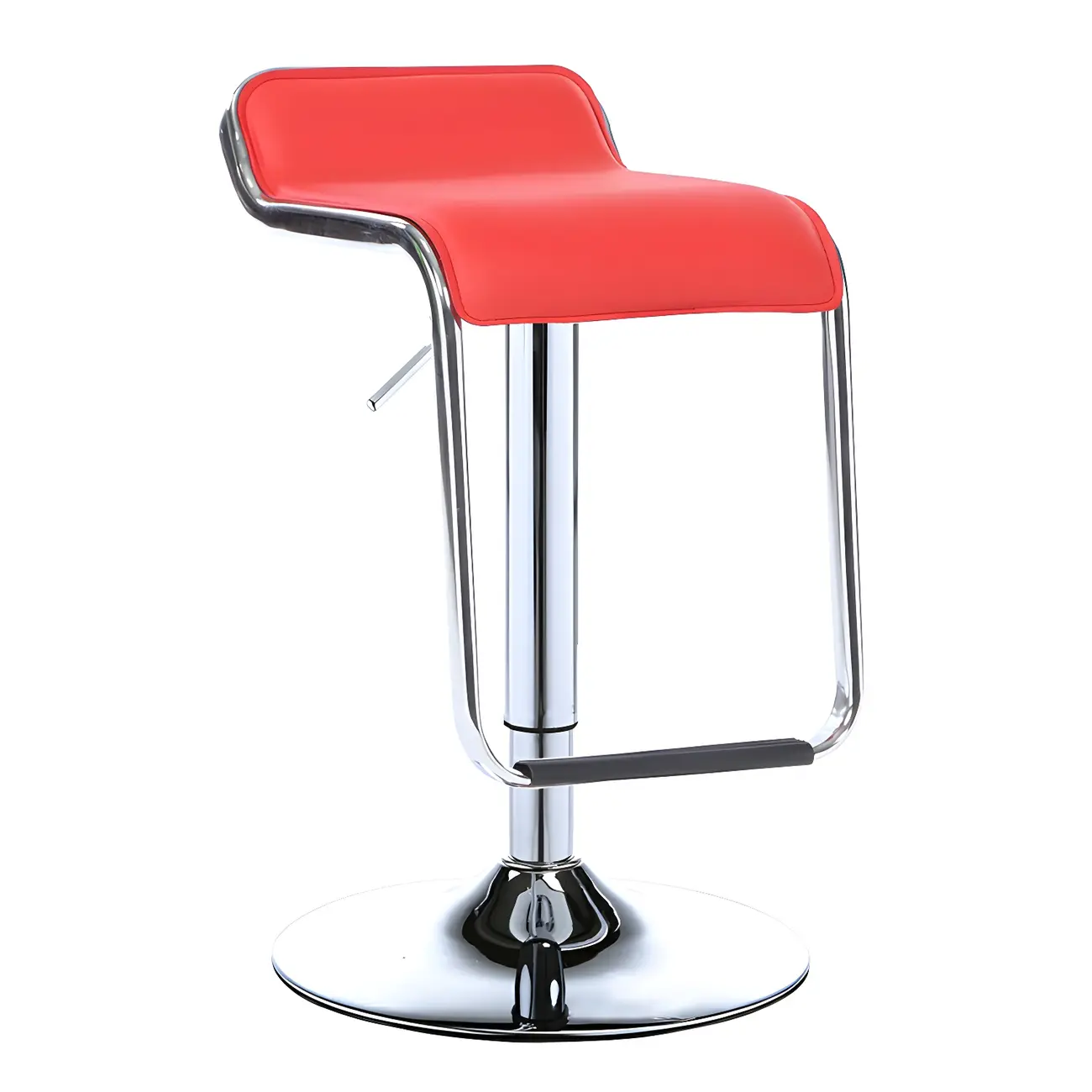 Modern Pedestal Swivel Bar Stool Adjustable Height Low Back Faux Leather