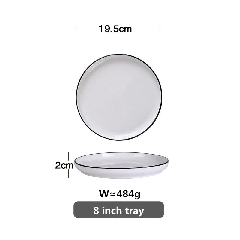HULIANFU White Dinner Plate Set Ceramic Kitchen Plate Tableware Set Food Dishes Rice Salad Noodles Bowl Soup Kitchen Cook Tool 1pc - Deanwangkt