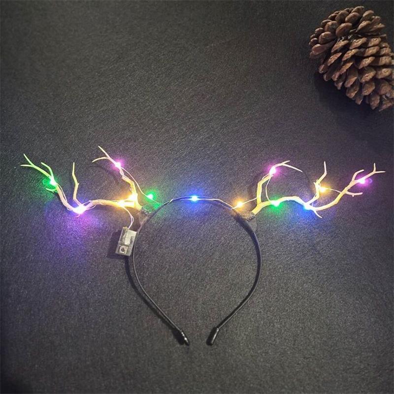 HULIANFU 2026  Luminous Elk Antler Headband Christmas Concert Forest Branch Deer Ear Headgear Hair Accessories Scenic Stage Show Photo Props - Deanwangkt