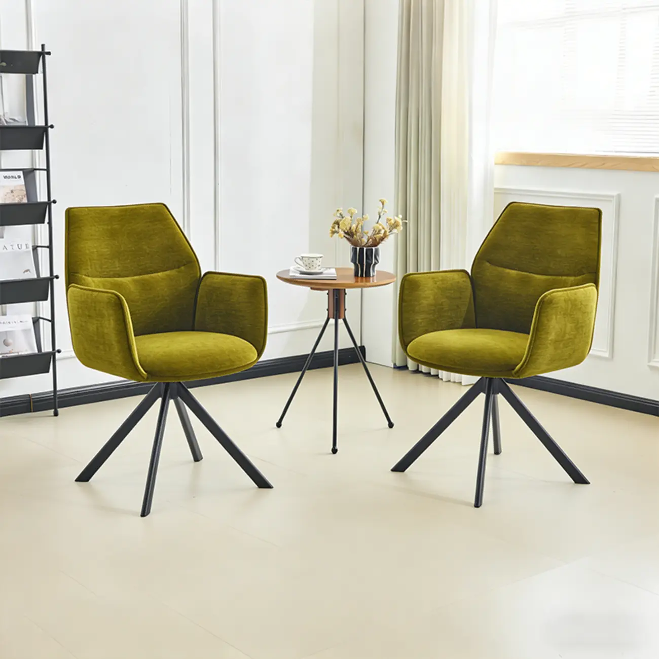 Swivel Modern Fabric High Back Upholstered Dining Chair