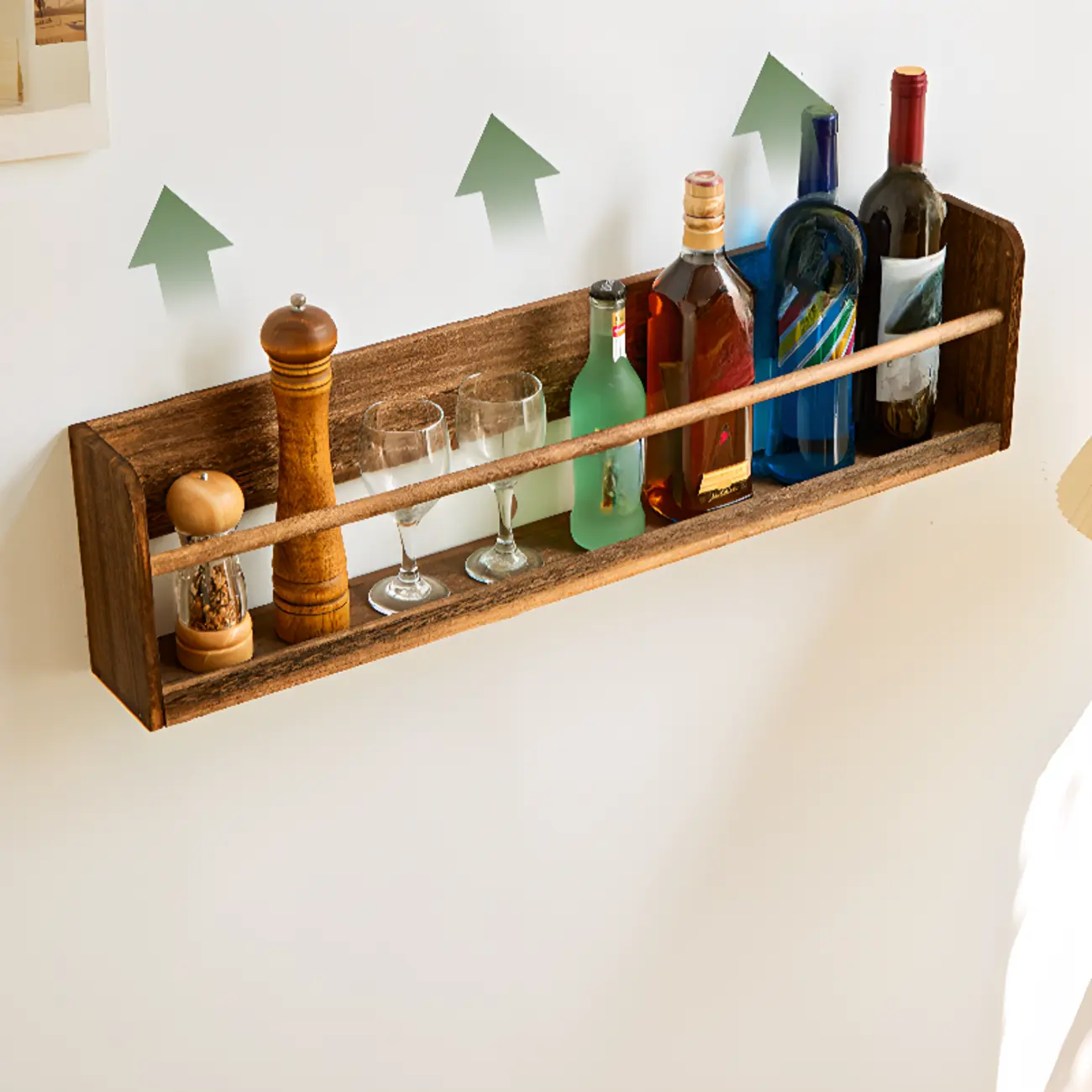 Modern Wooden Wall-Mounted Open Bookcase Small Bookshelf