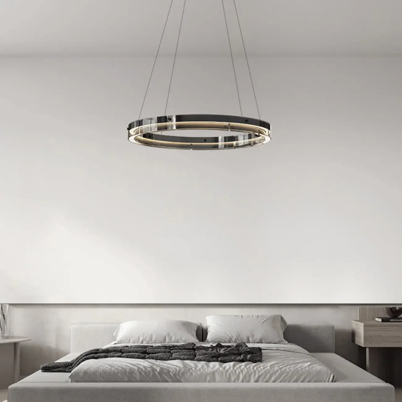 Modern LED Round Metal Chandelier with Flexible Height