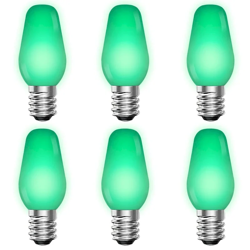 Luxrite C7 LED Light Bulbs for String Lights, 0.5W, Candelabra, Enclosed Fixture Rated, UL, E12, Indoor Outdoor 6 Pack