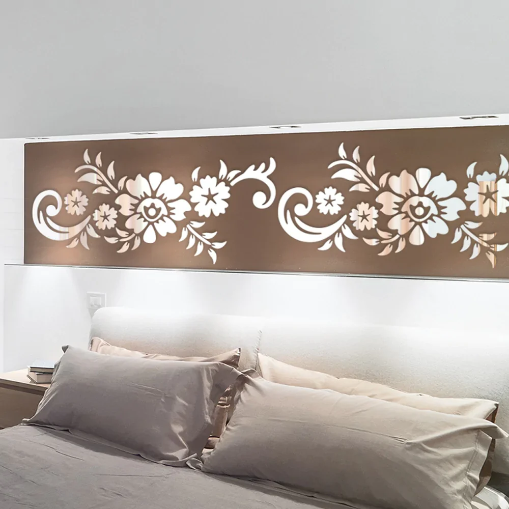 HULIANFU New Flowers Leaf Wall Sticker DIY Stickers Mirror Stickers Decal  For Living Room Bedroom Bathroom Nordic Decor Vanity Small Mir - Deanwangkt