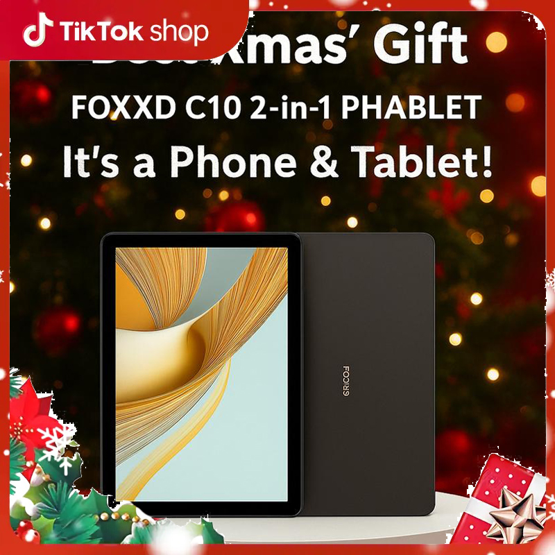 (FREE SIM CARD) FOXXD Unlocked Android 15 C10pro All-in-One Smart Tablet with PHONE function – 10.1′′ HD Display, 8MP Camera, 4GB+64GB expandable memory up to 1TB, MediaTek Quad-Core, 5000mAh Battery Bluetooth Device