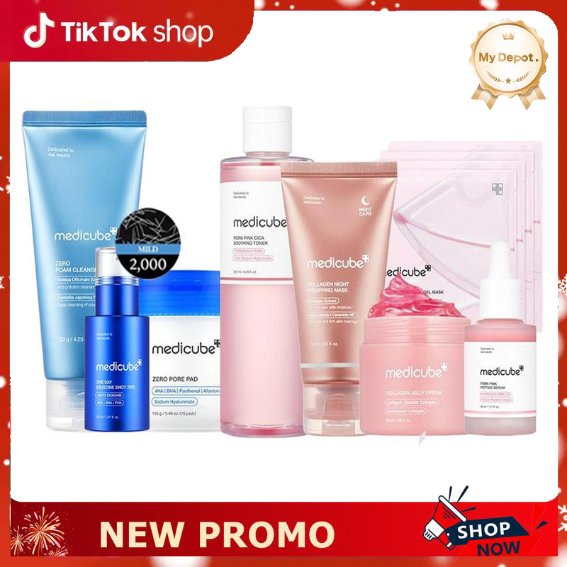 [medicube] Affordable Glass Glow Skincare Set | Includes 8 products for Gentle Skin Glow Routine