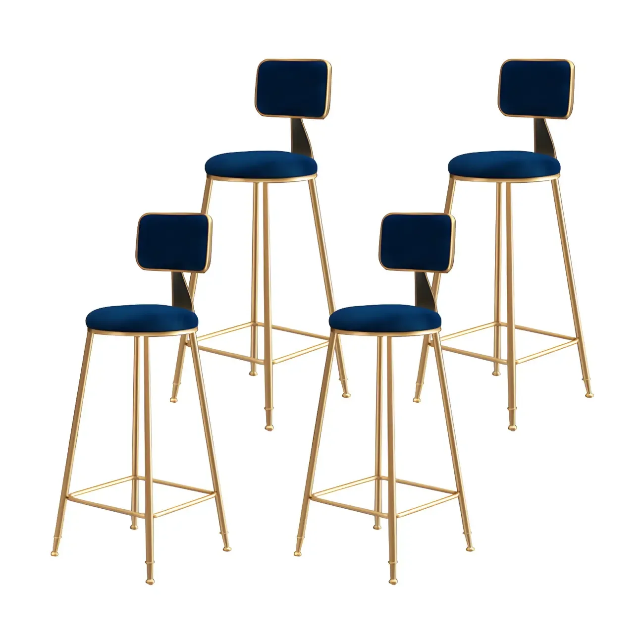 Round Velvet Upholstered Counter Bar Stools
