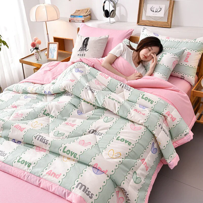 HULIANFU PEIDUO Simple Modern Air Condition Thin Blanket Summer Quilt Cotton Fluffy Plaid Blanket On The Bed Comfortable Comforter - Deanwangkt