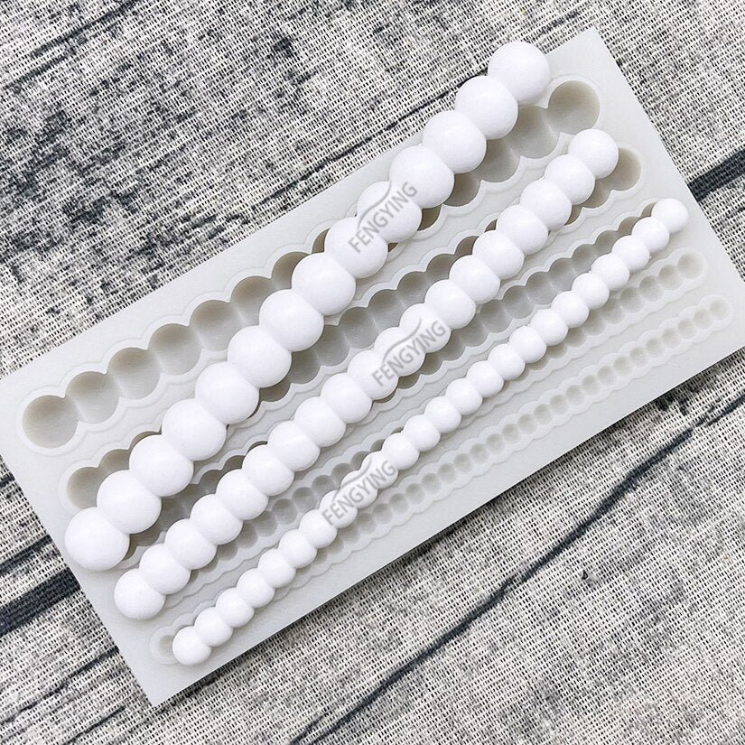 HULIANFU Pearl Rope Wave Flower Gemstone Shape Cake Side Lace Silicone Sugarcraft Mold Fondant Cake Decorating Tools - Deanwangkt