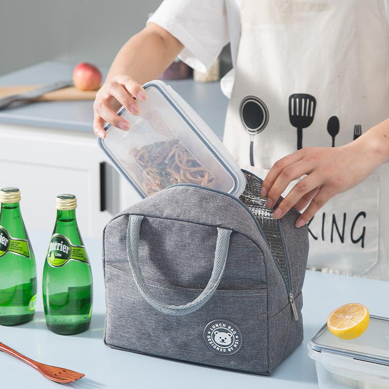 HULIANFU Portable Lunch Bag Lunch Box Thermal Insulated Canvas Tote Pouch Kids School Bento Portable Dinner Container Picnic Food Storage - Deanwangkt