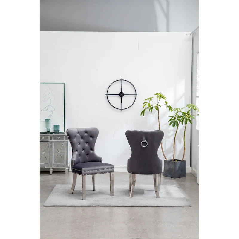 Roundhill Furniture Montura Tufted Velvet Chair (Set of 2)